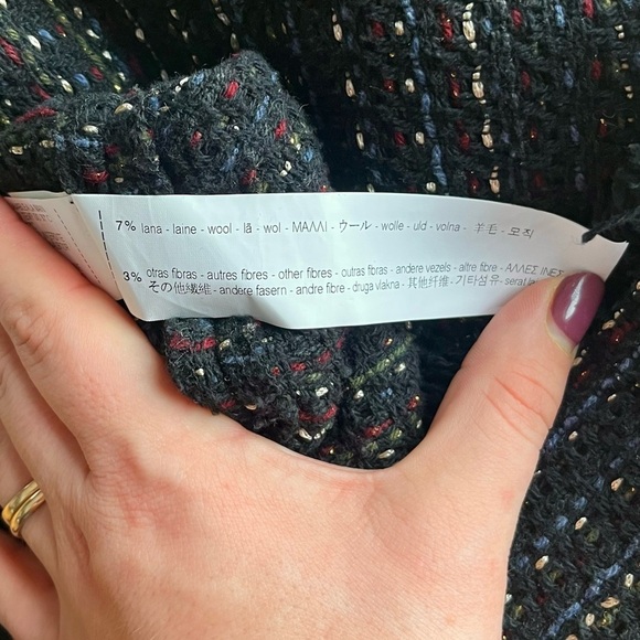 Trafaluc by Zara Textured Tweed Wool Blend Fringe Dress Size Small - Picture 6 of 8